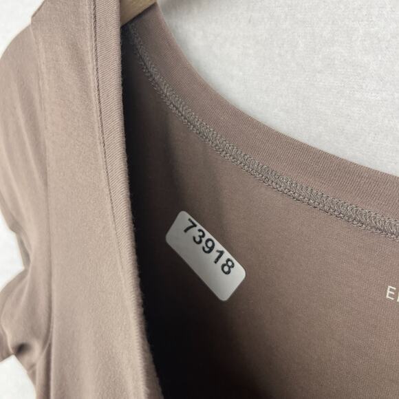 EILEEN FISHER Dress M Organic Cotton Stretch Jersey Scoop Neck Midi Brown USA - Picture 13 of 13